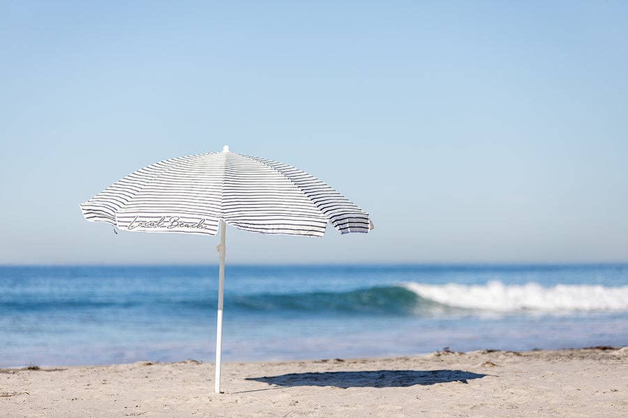 Brush Stripe Beach Umbrella - Black
