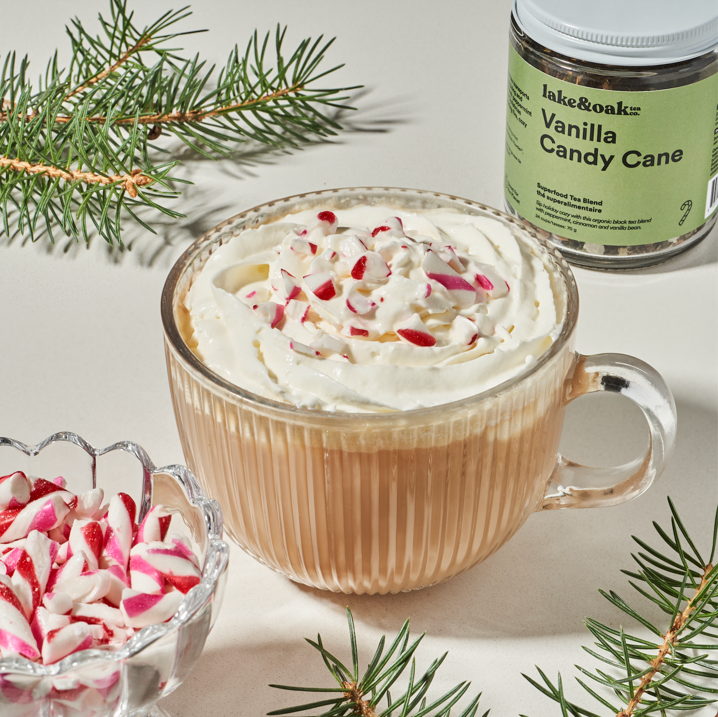 Vanilla Candy Cane - Superfood Tea Blend - Loose Leaf Tea - 24 Cups
