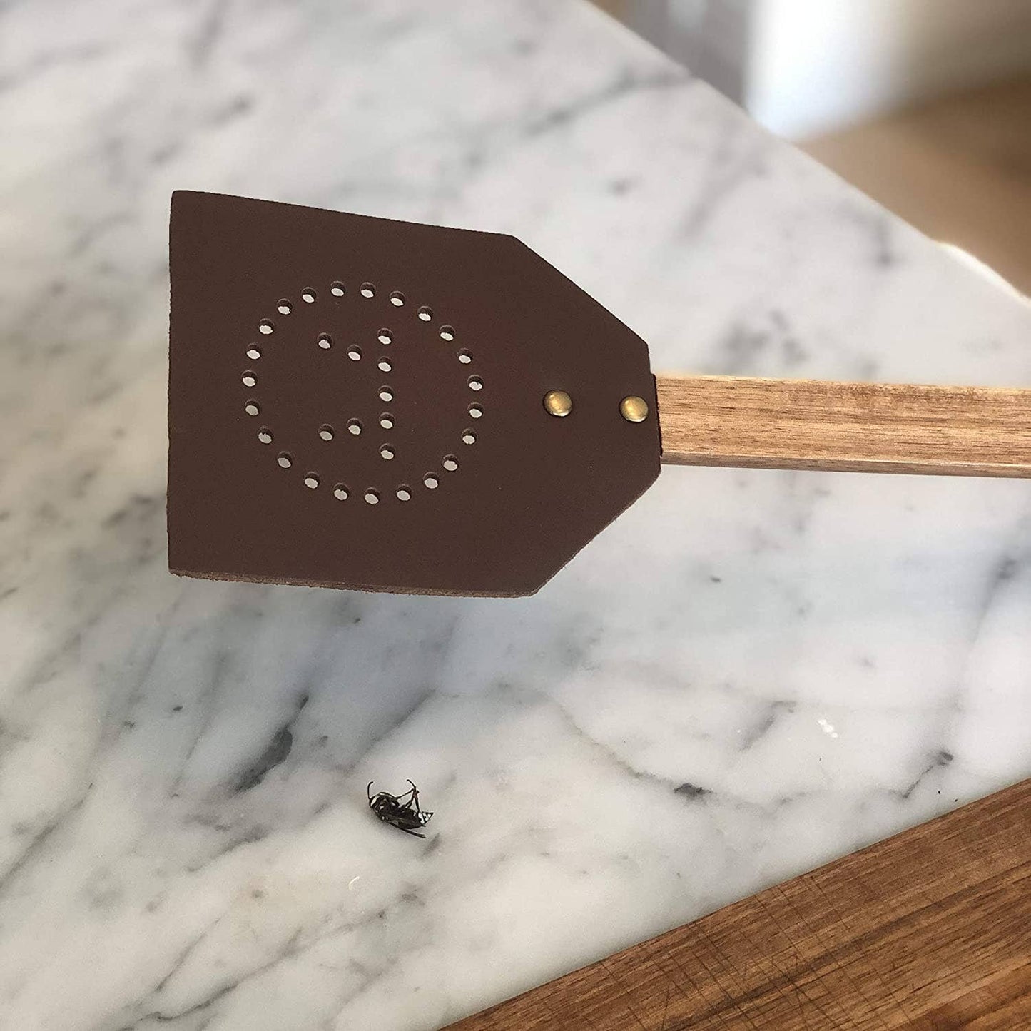 Acacia wood and Leather Fly Swatter