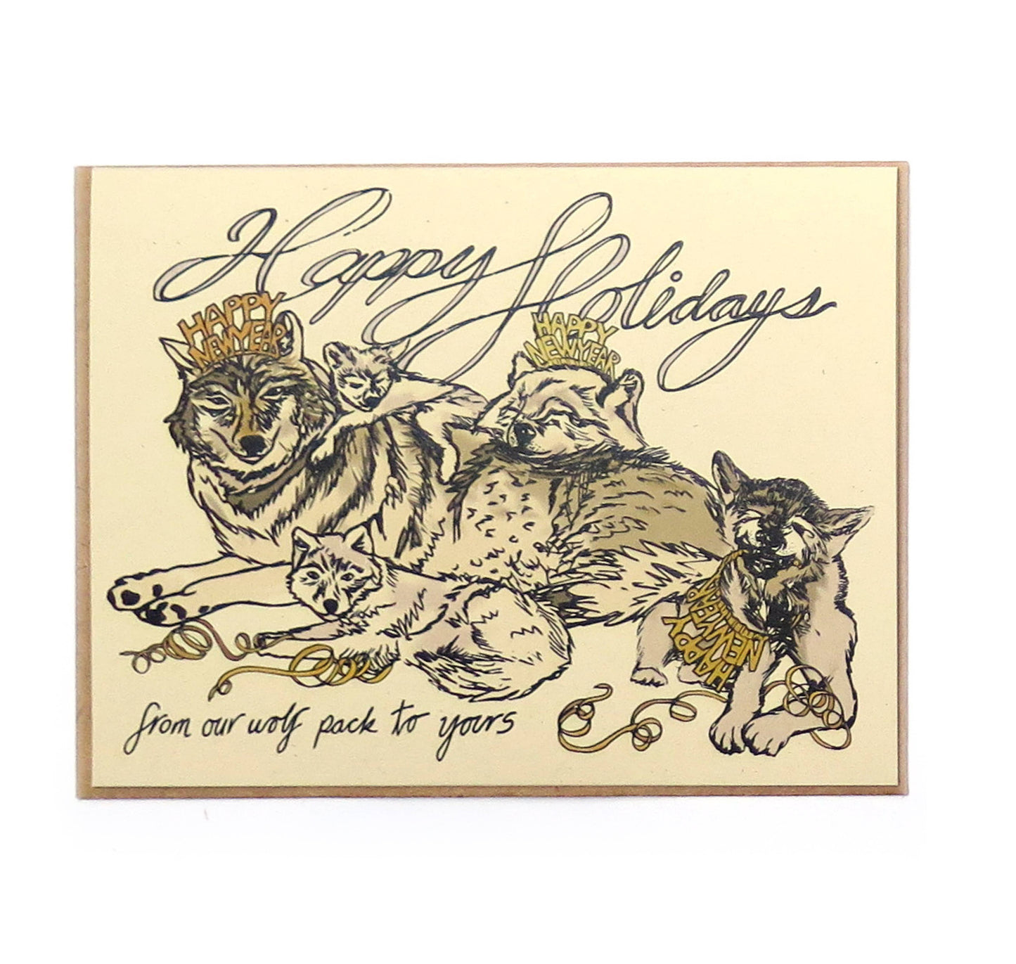 Holiday Wolf Pack Card