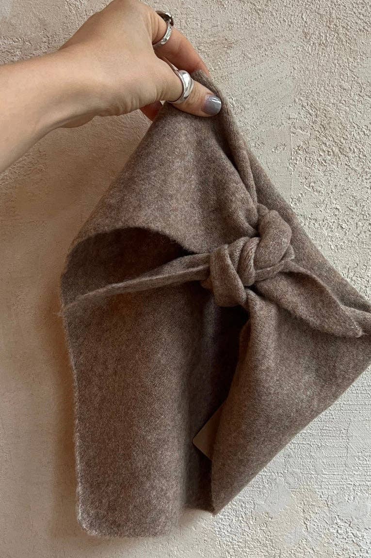 Fuzzy Wool Cravat Scarf - Neutrals