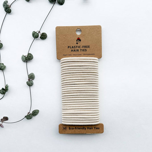 Organic Biodegradable Plastic Free Hair Ties - Beige