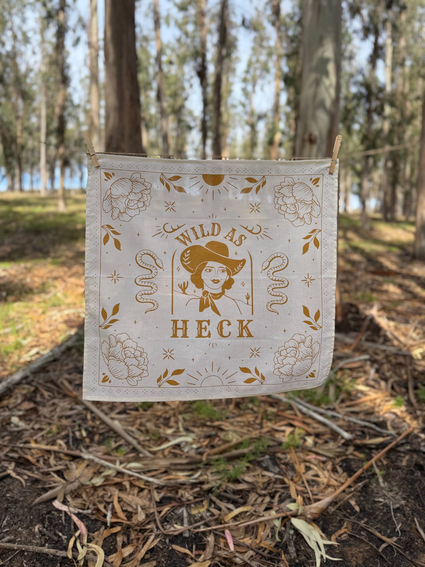Wild As Heck Bandana ( wild rag, embroidered bandana