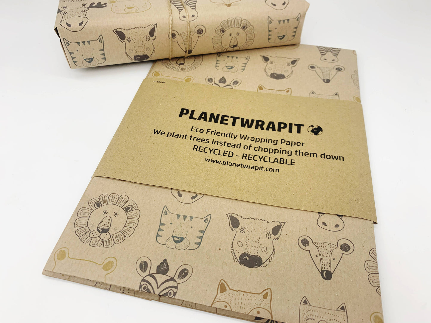 Wild Animals Recycled Eco Kraft Wrapping Paper