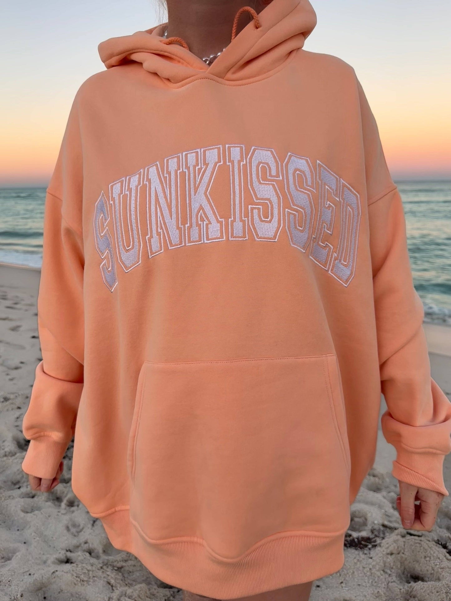 Sherbet Orange Varsity Embroidered Hoodie