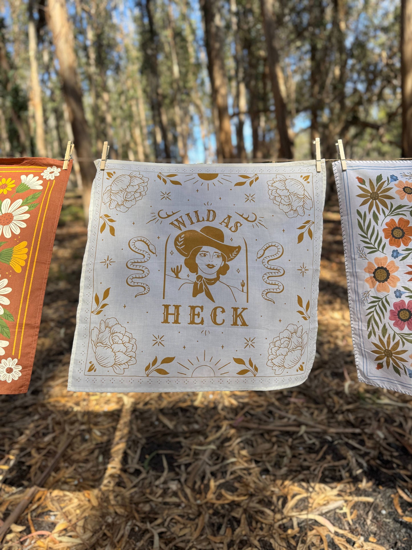 Wild As Heck Bandana ( wild rag, embroidered bandana