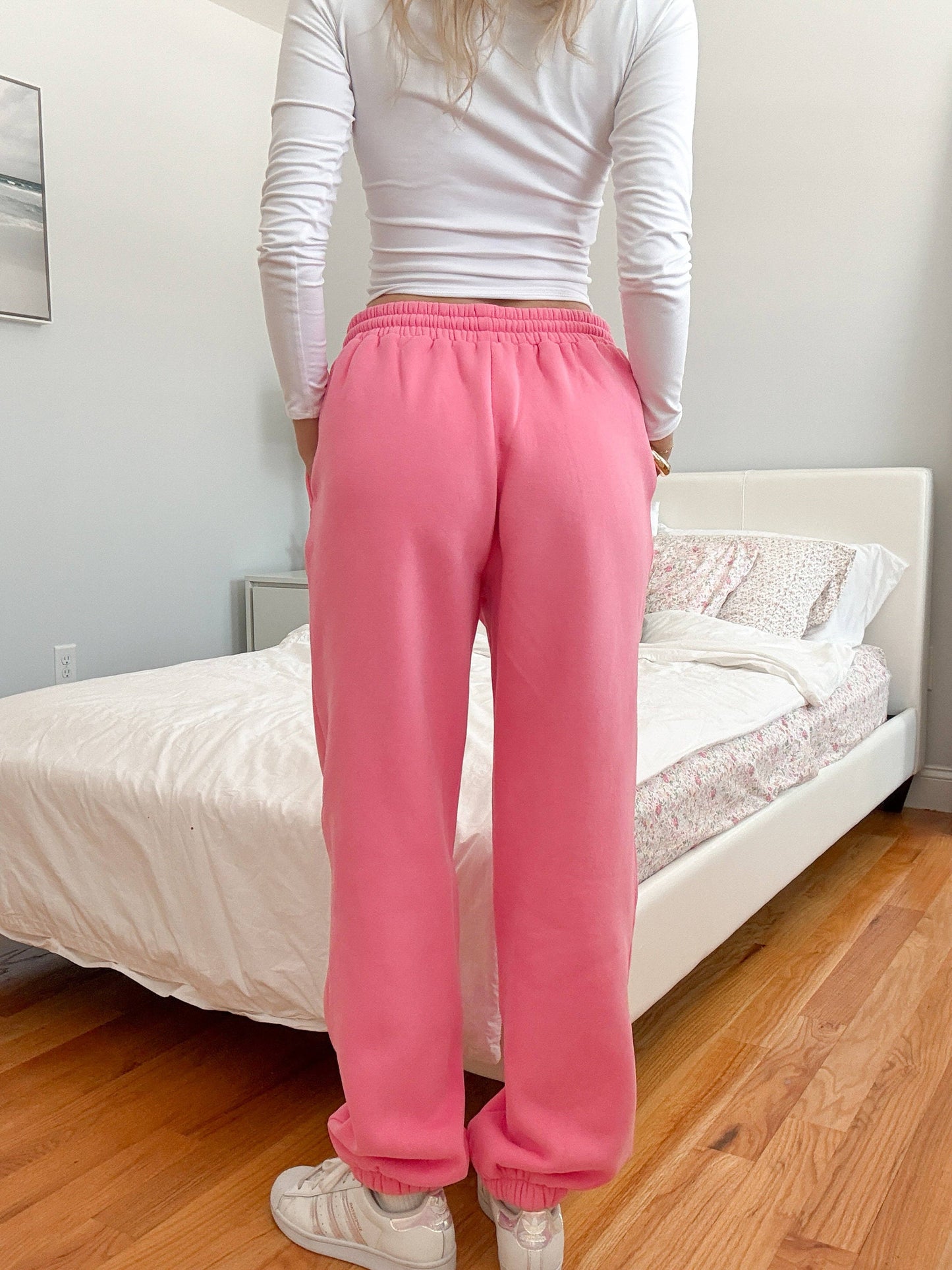 Hibiscus Pink Basic Blank Jogger Sweatpants
