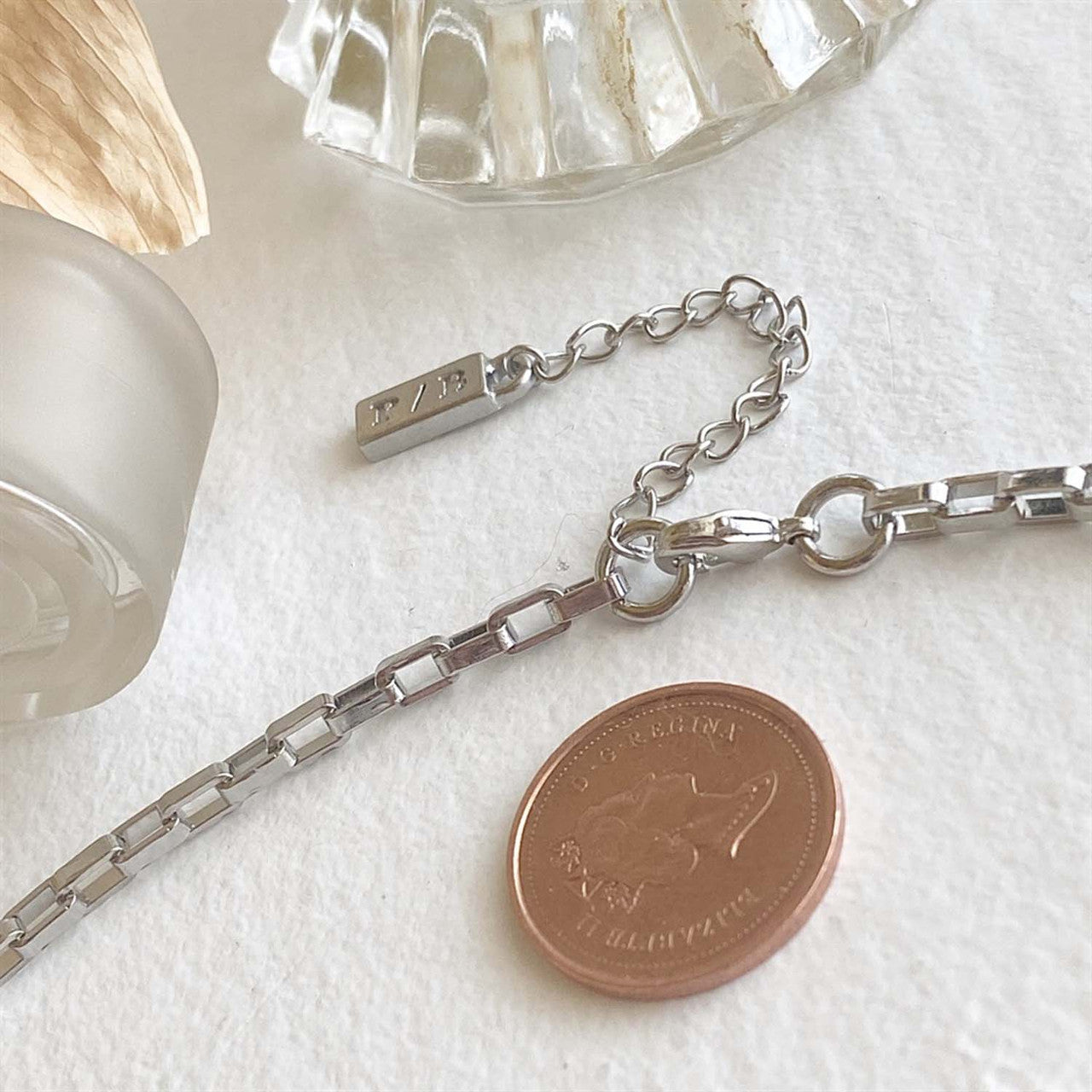 Dua Rectangular Box Chain Anklet - Silver