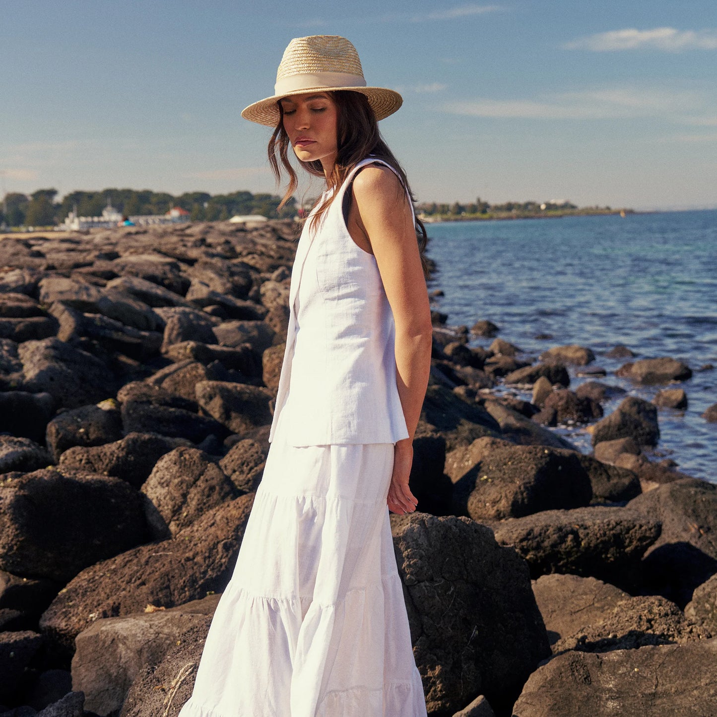 Zira - Straw Fedora - White
