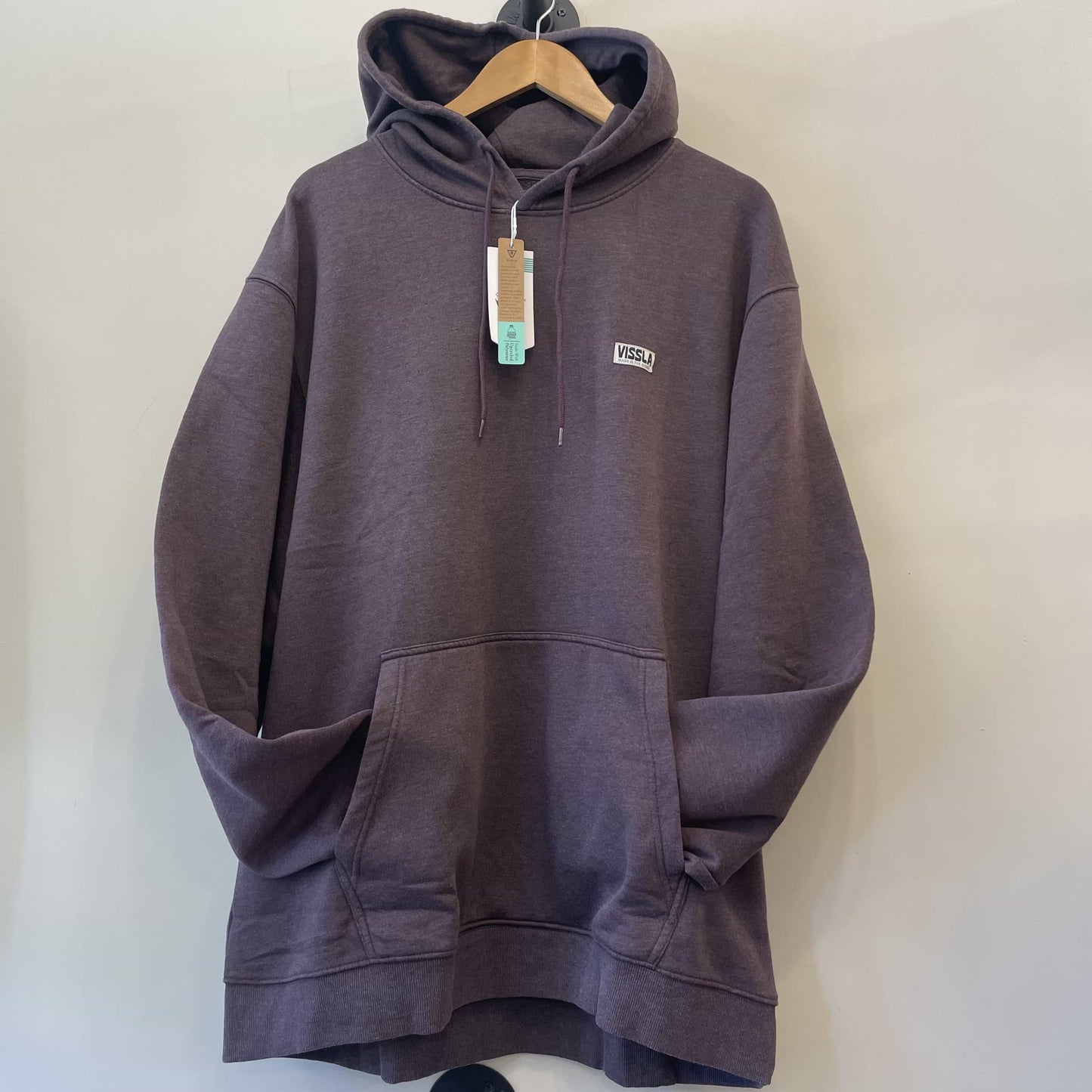 Acid Drop Oversized Eco Pull Over Hoodie Fleece - Burgundy