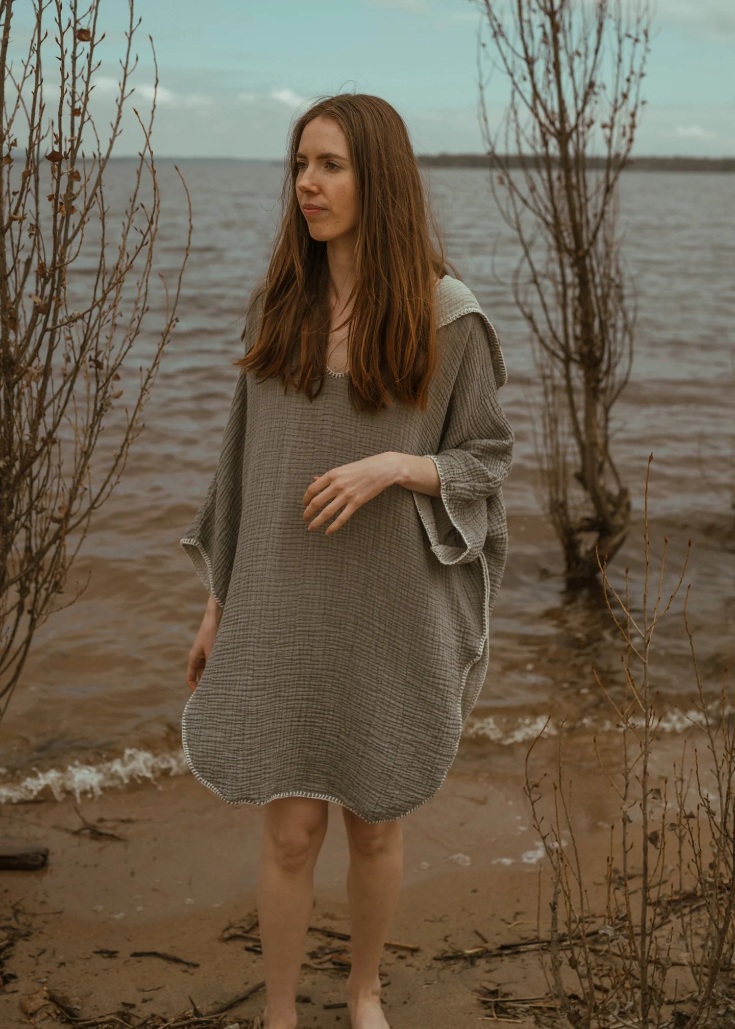 Adult Crinkle Poncho - Grey