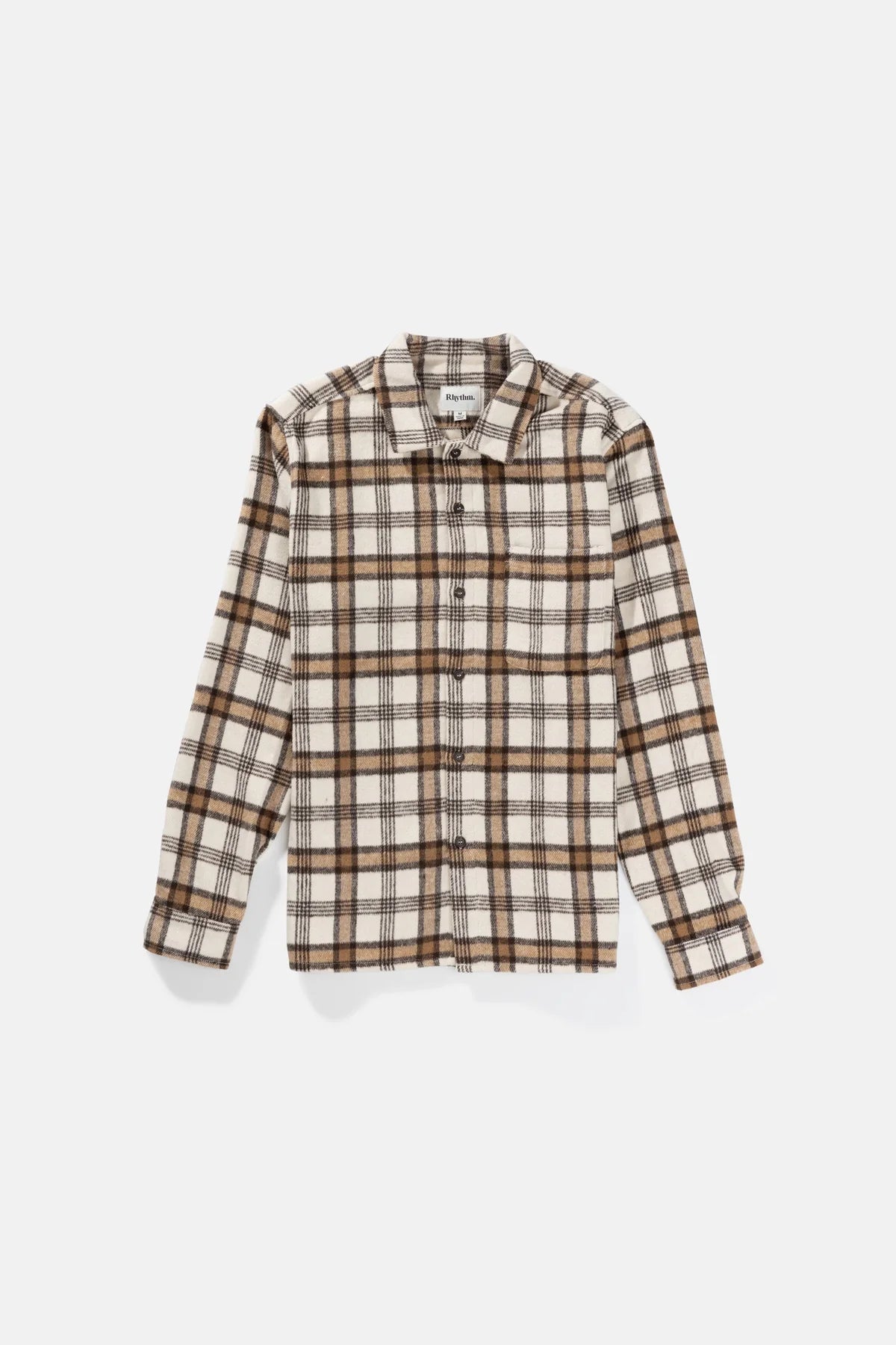 Albert Check Crewneck Long Sleeve Shirt - Natural