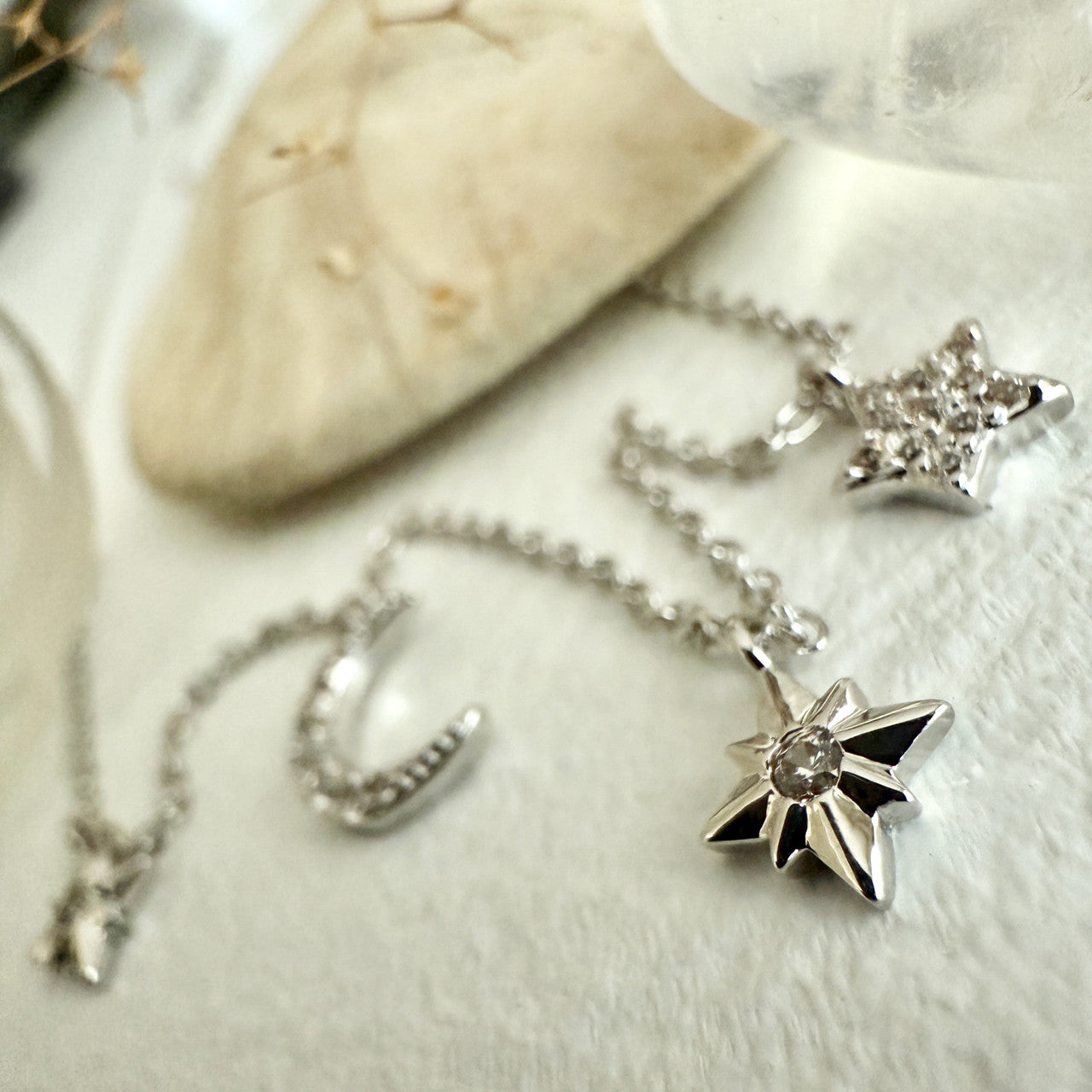 Andromeda Stars & Moon Charm Necklace in Silver