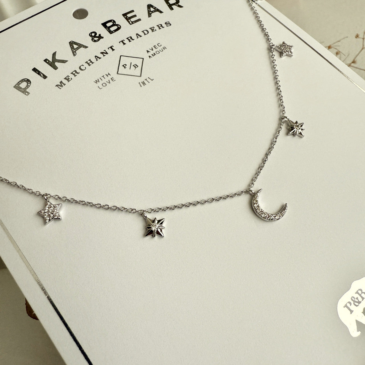 Andromeda Stars & Moon Charm Necklace in Silver