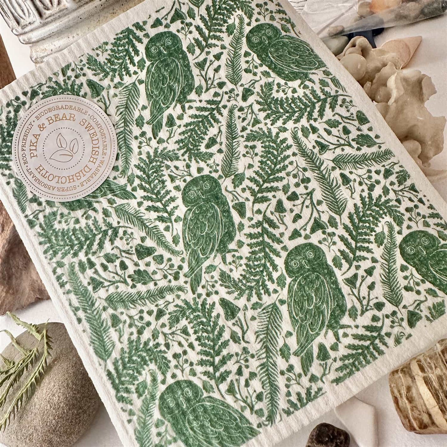 Archimedes - Owl Design Swedish Dishcloth