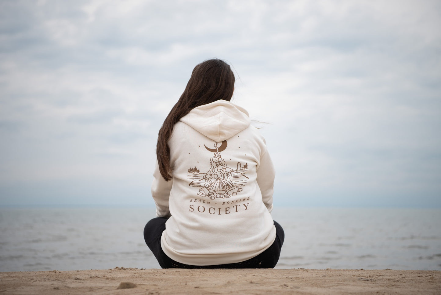 Beach Bonfire Society Bamboo Fleece Hoodie - Cream