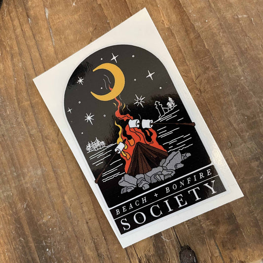 Beach + Bonfire Society Sticker - Black Window