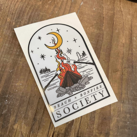 Beach + Bonfire Society Sticker - White Window