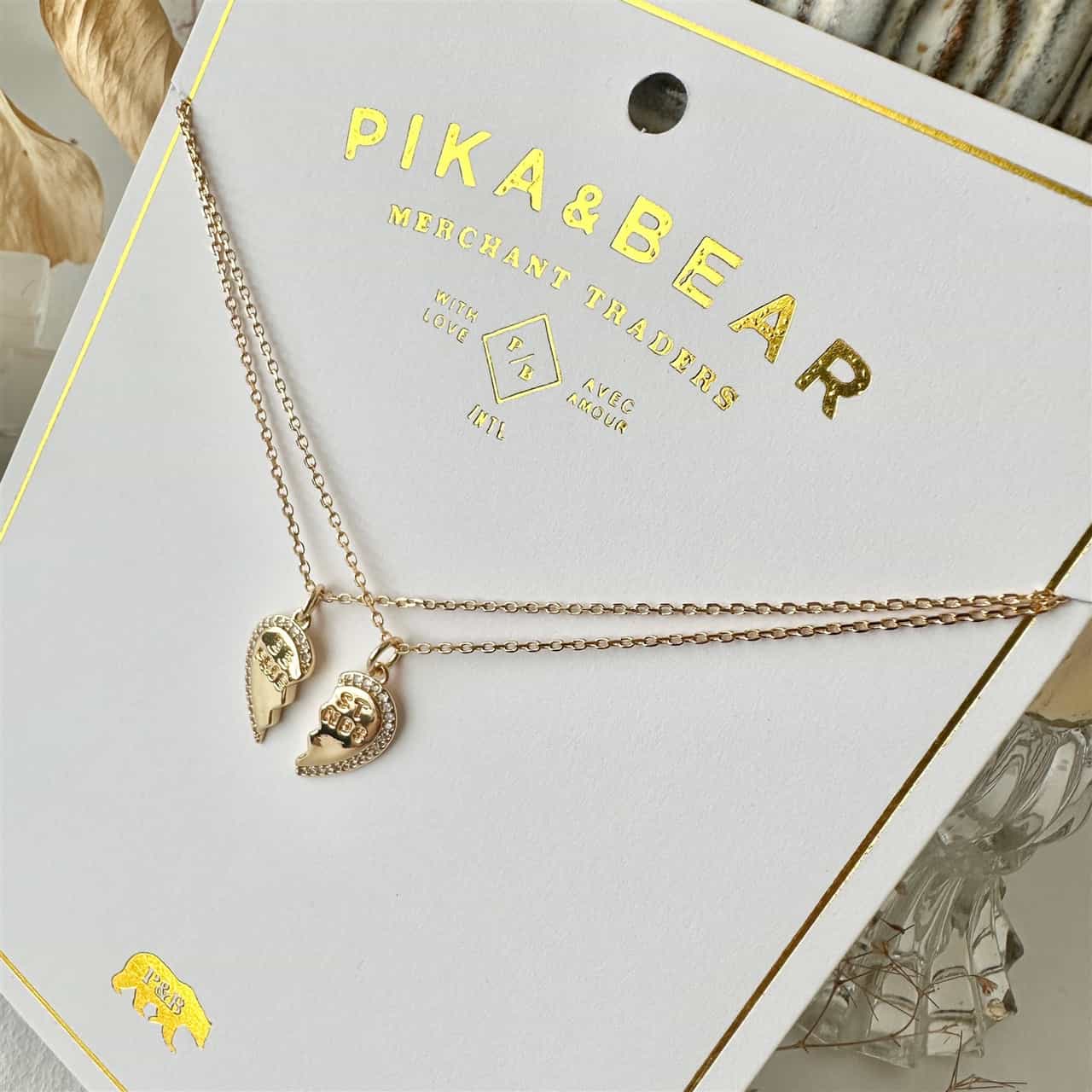 Best Friends Broken Heart Charm Necklaces in Gold