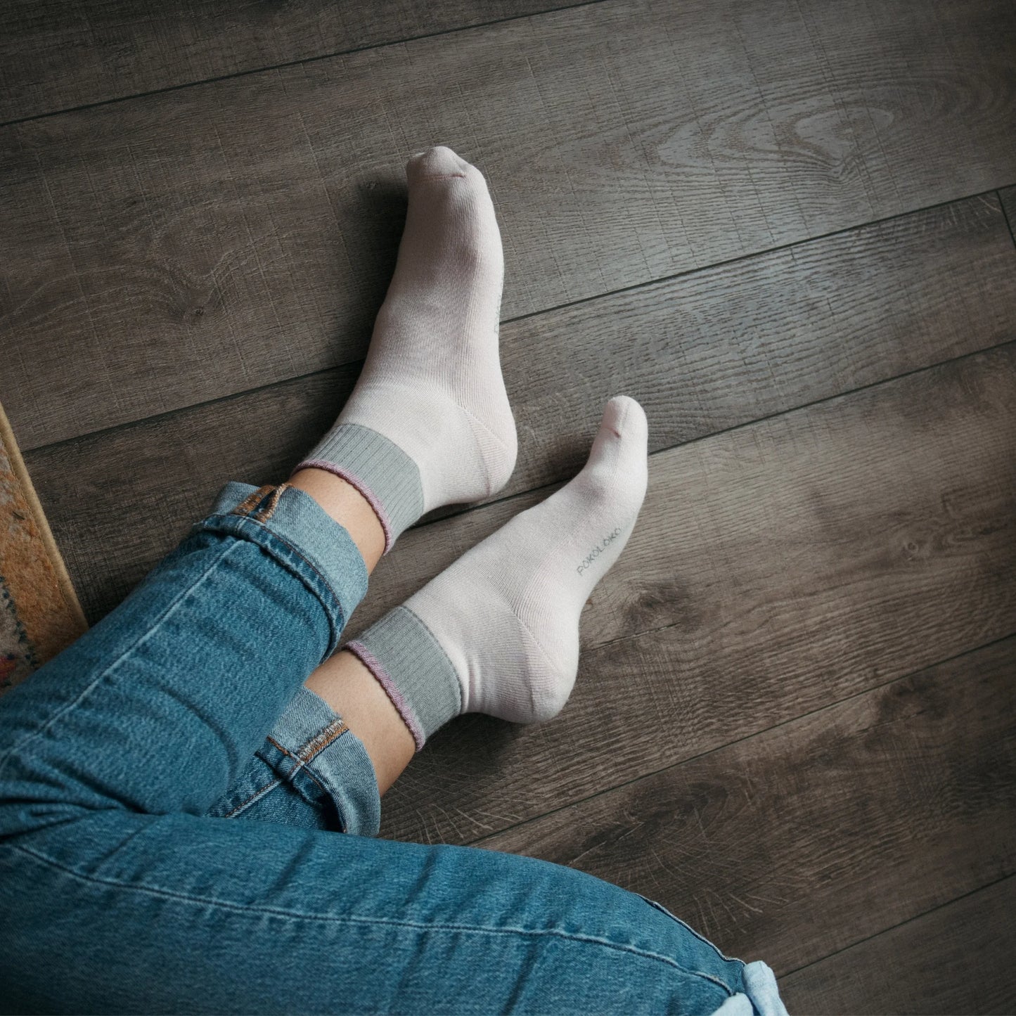 Block Pima Socks - Pink Lemonade
