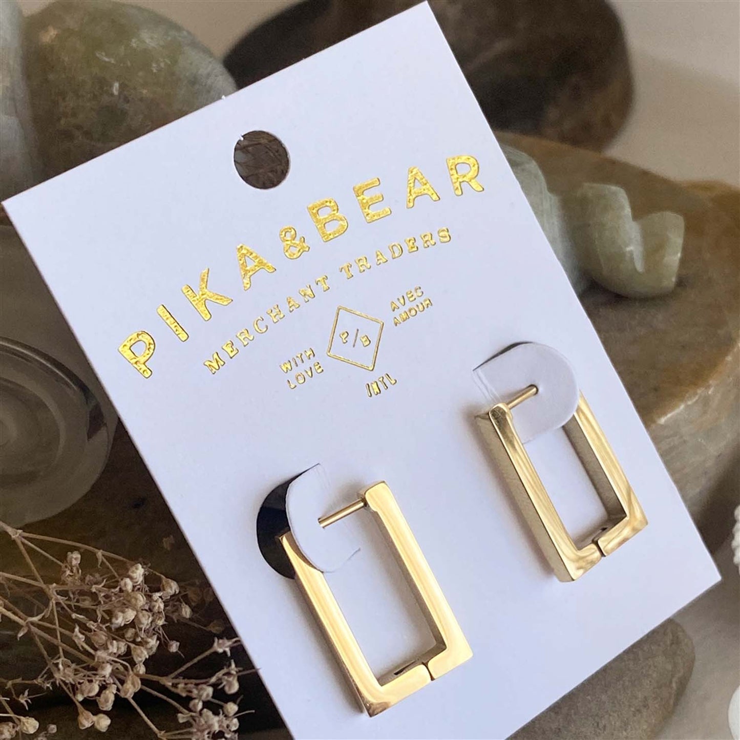 Brut Rectangular Hinge Hoop Earrings in Gold
