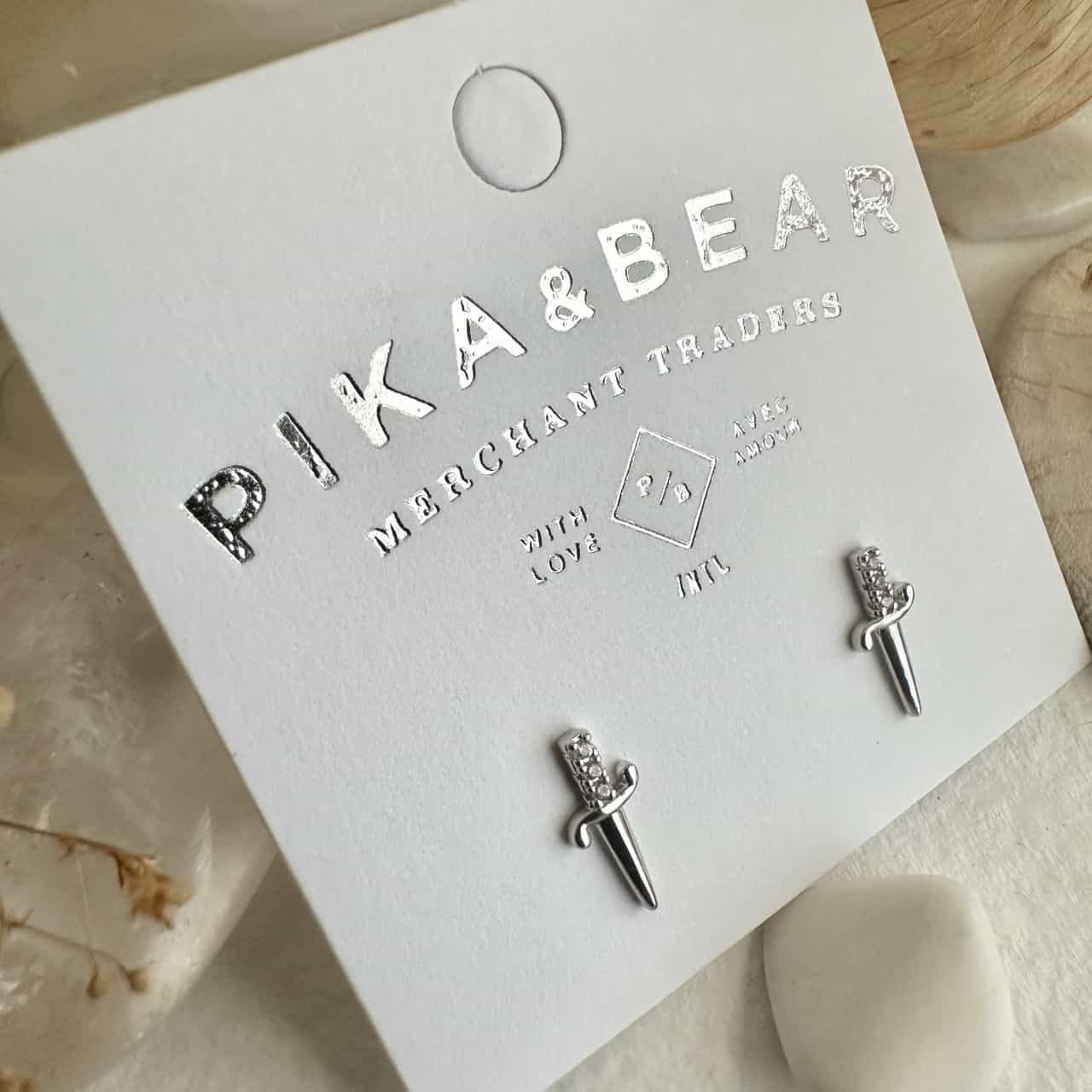 Brute Dagger Stud Earrings in Silver