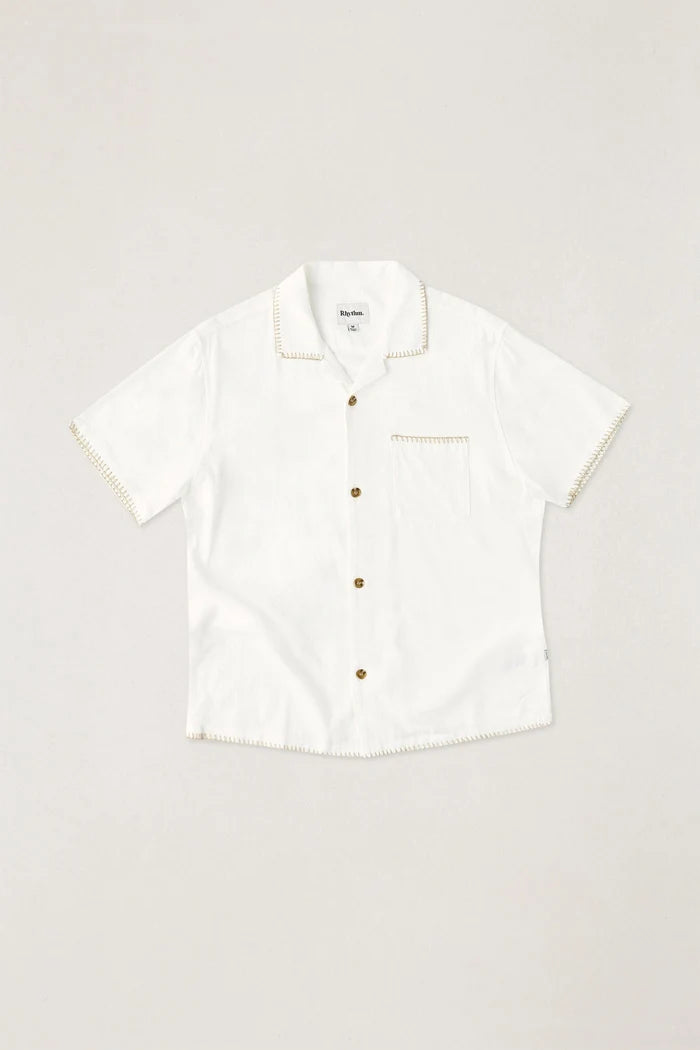 Linen Whip Stitch Ss Shirt - Vintage White
