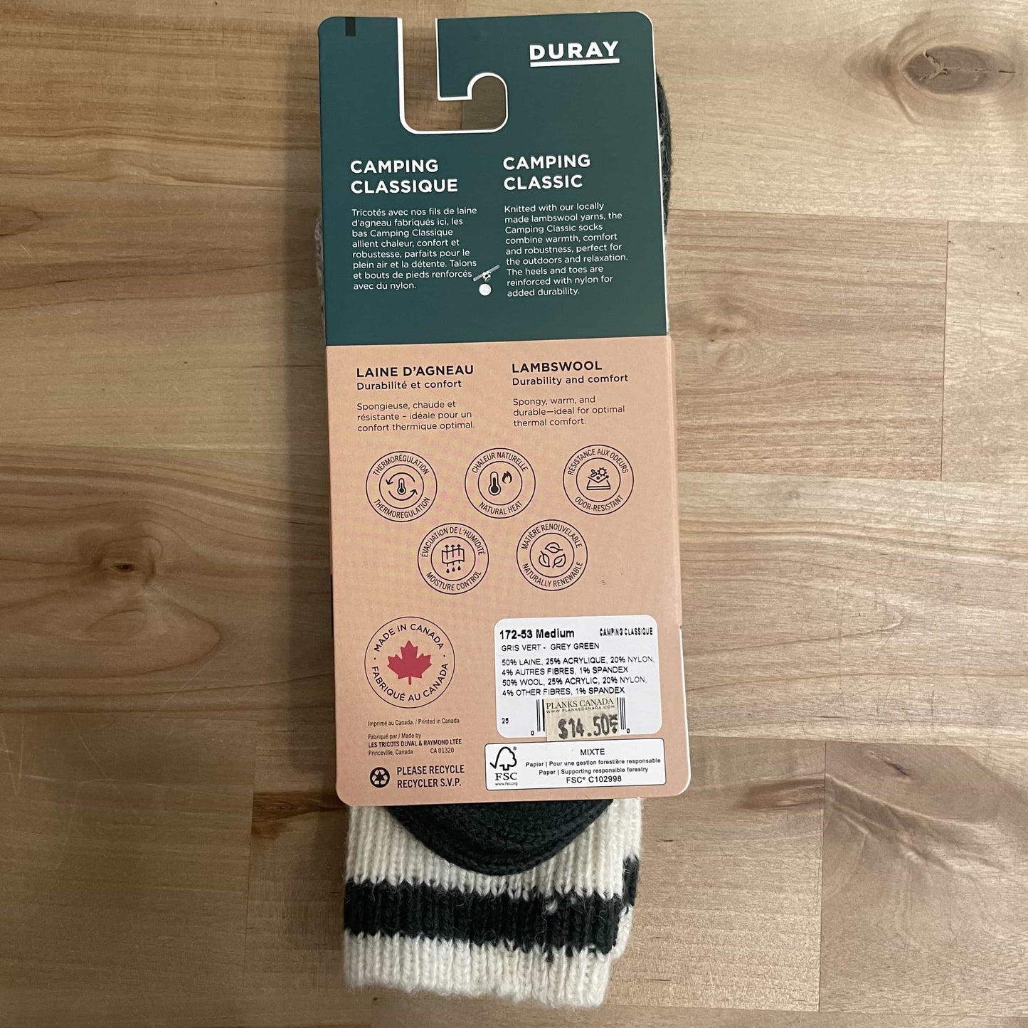 Camping Classic Wool Socks - Grey Green