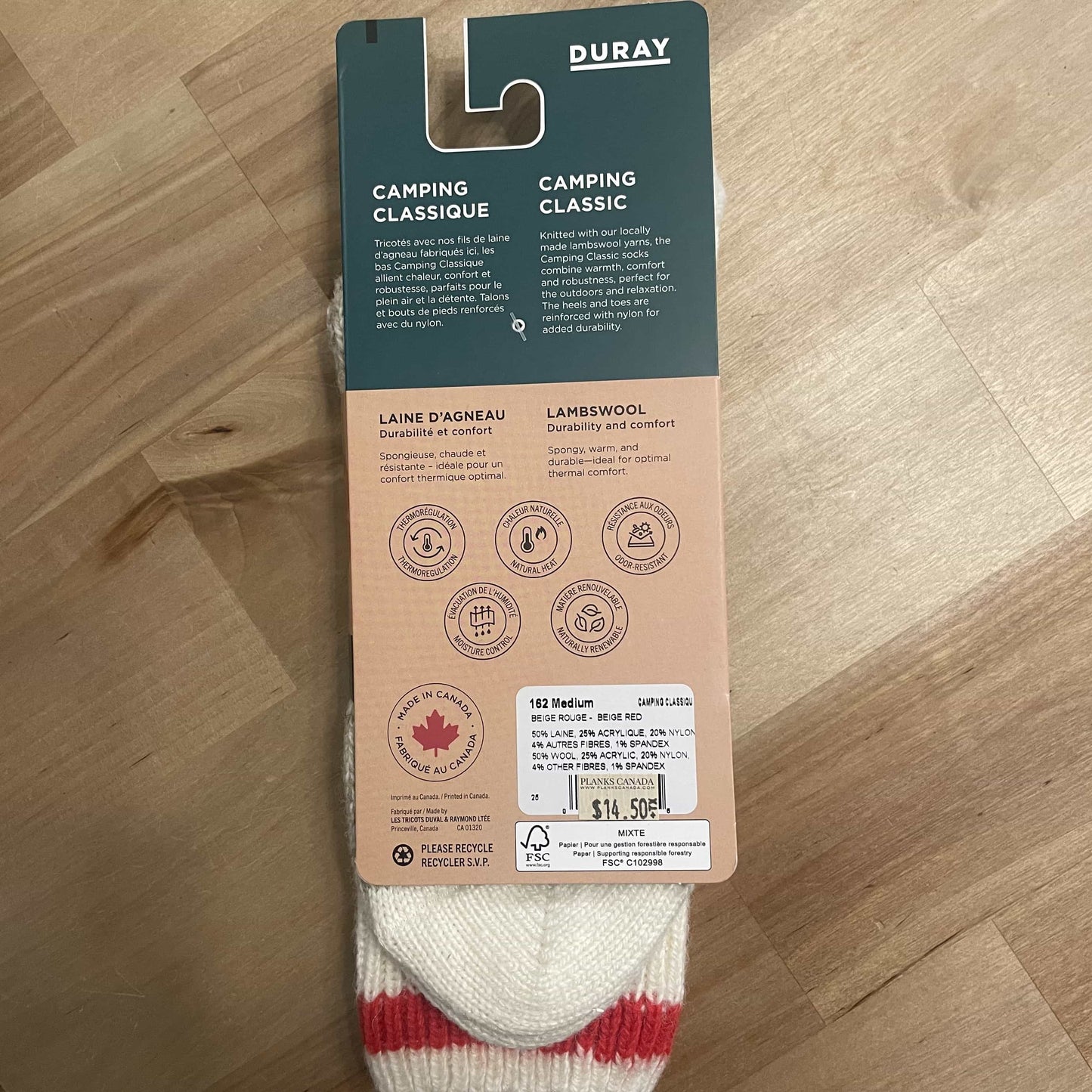 Camping Classic Wool Socks - Beige Red