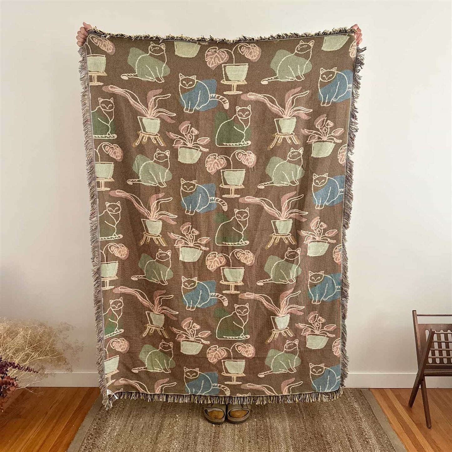 Cat-ATOMIC - Atomic Age Cat Design Jacquard Throw