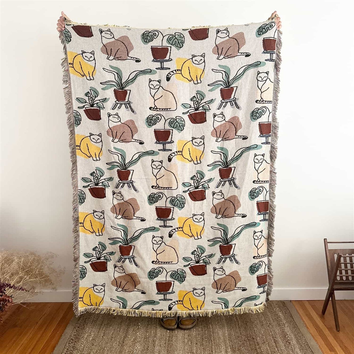 Cat-ATOMIC - Atomic Age Cat Design Jacquard Throw