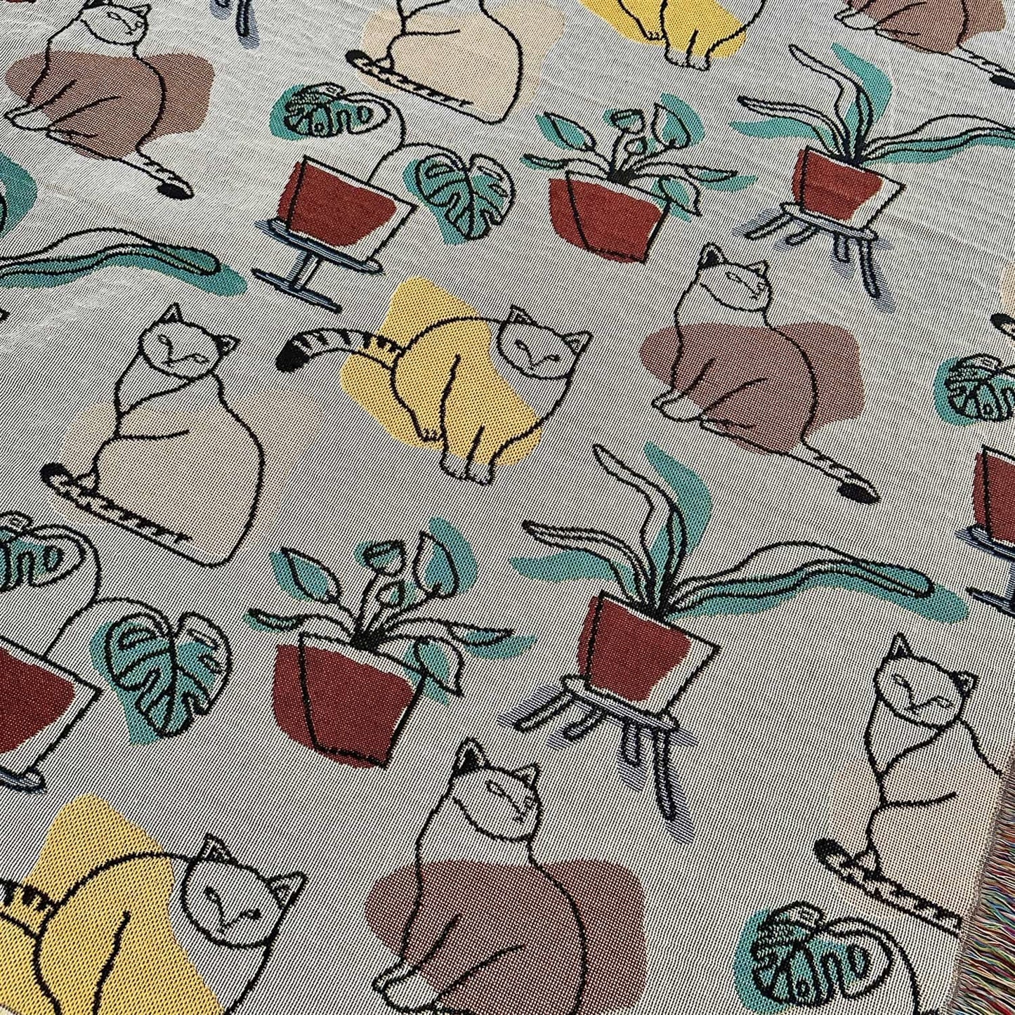 Cat-ATOMIC - Atomic Age Cat Design Jacquard Throw