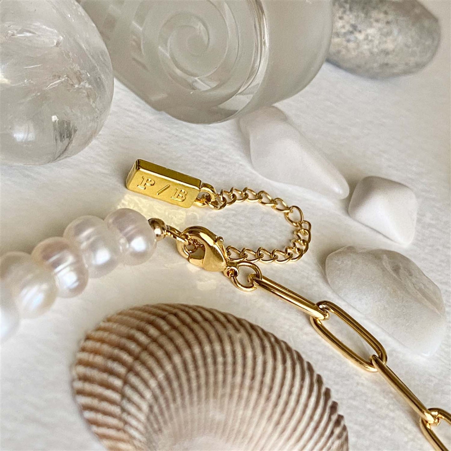 Champs Élysées Freshwater Pearl and Gold Paperclip Chain Necklace