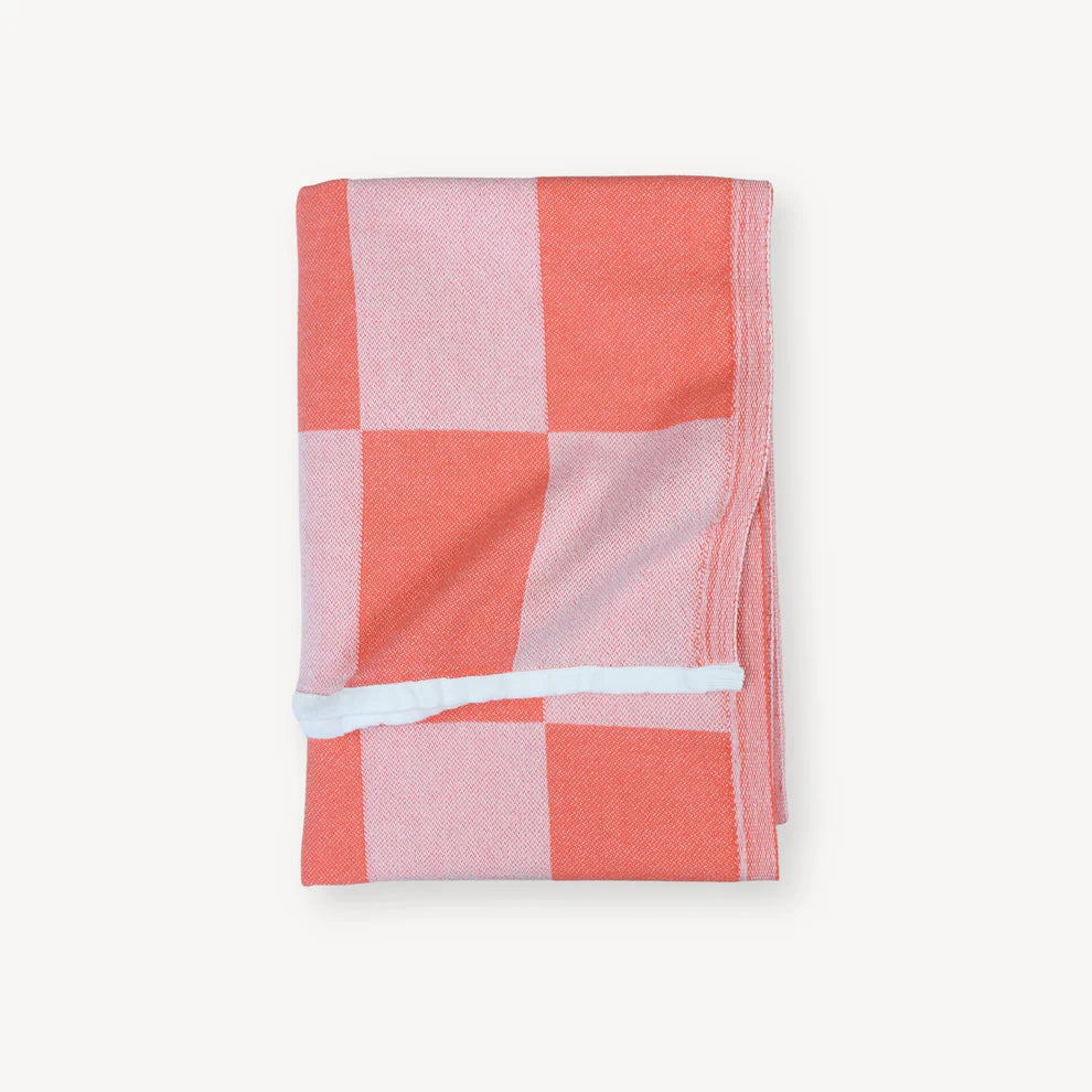 Checkerboard Towel - Coral