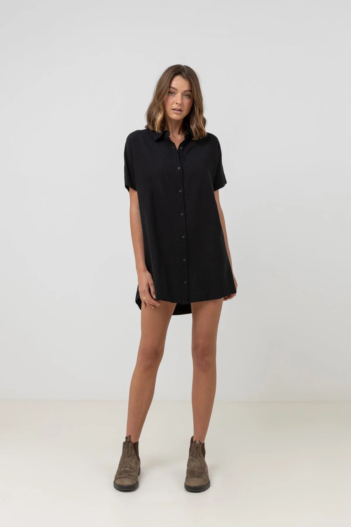Classic Shirt Dress - Black