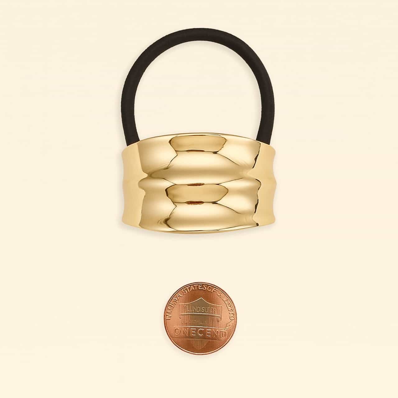 Concave Double Detail Hair Elastic - Gold