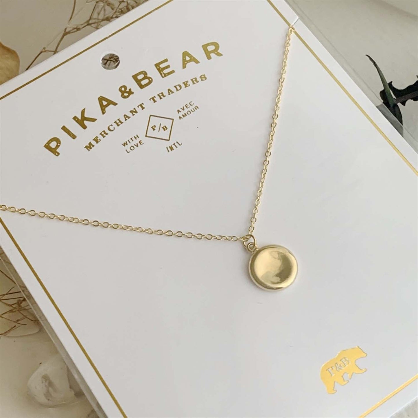 Concave Medallion Charm Necklace in Gold