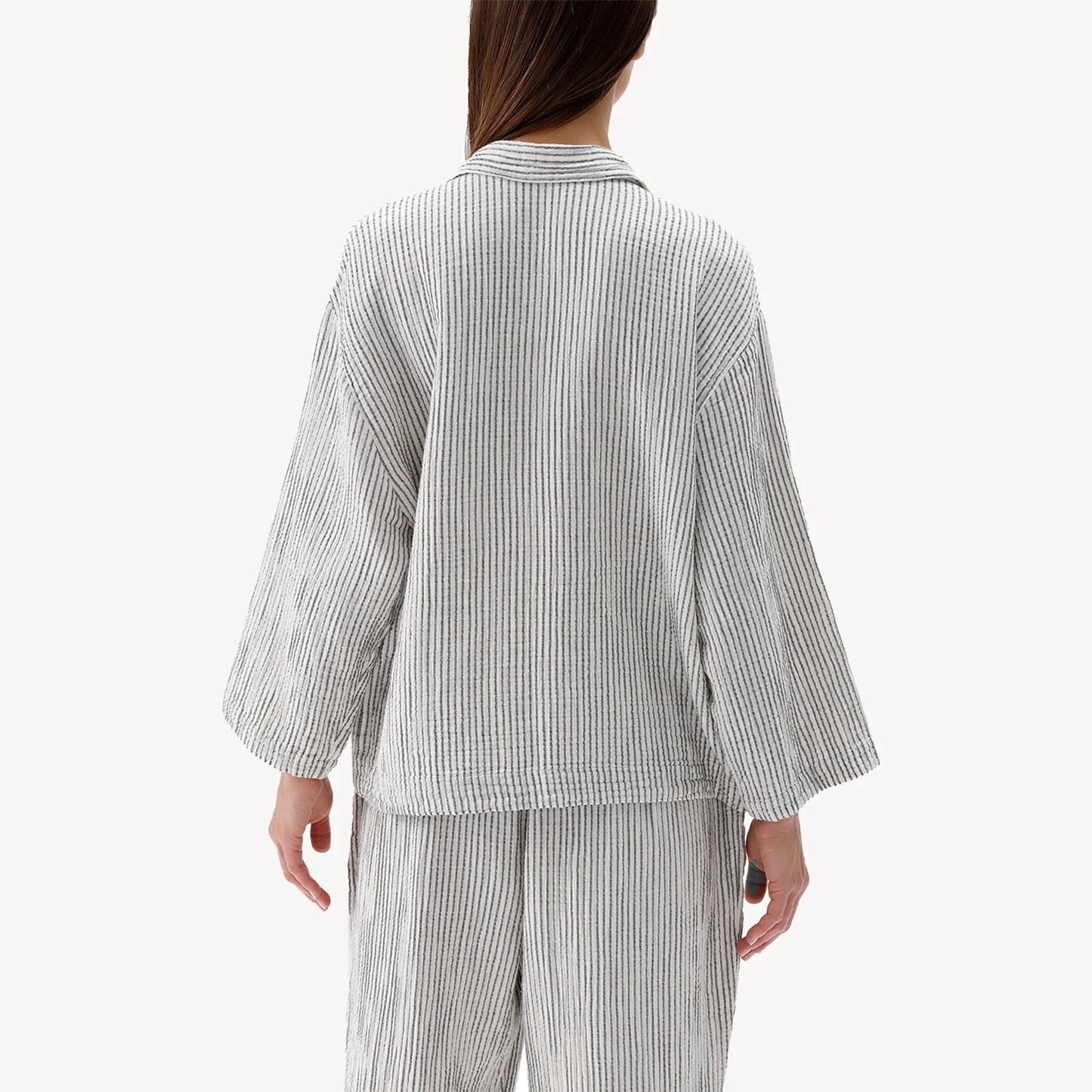 Crinkle Cotton Shirt Blouse - Striped