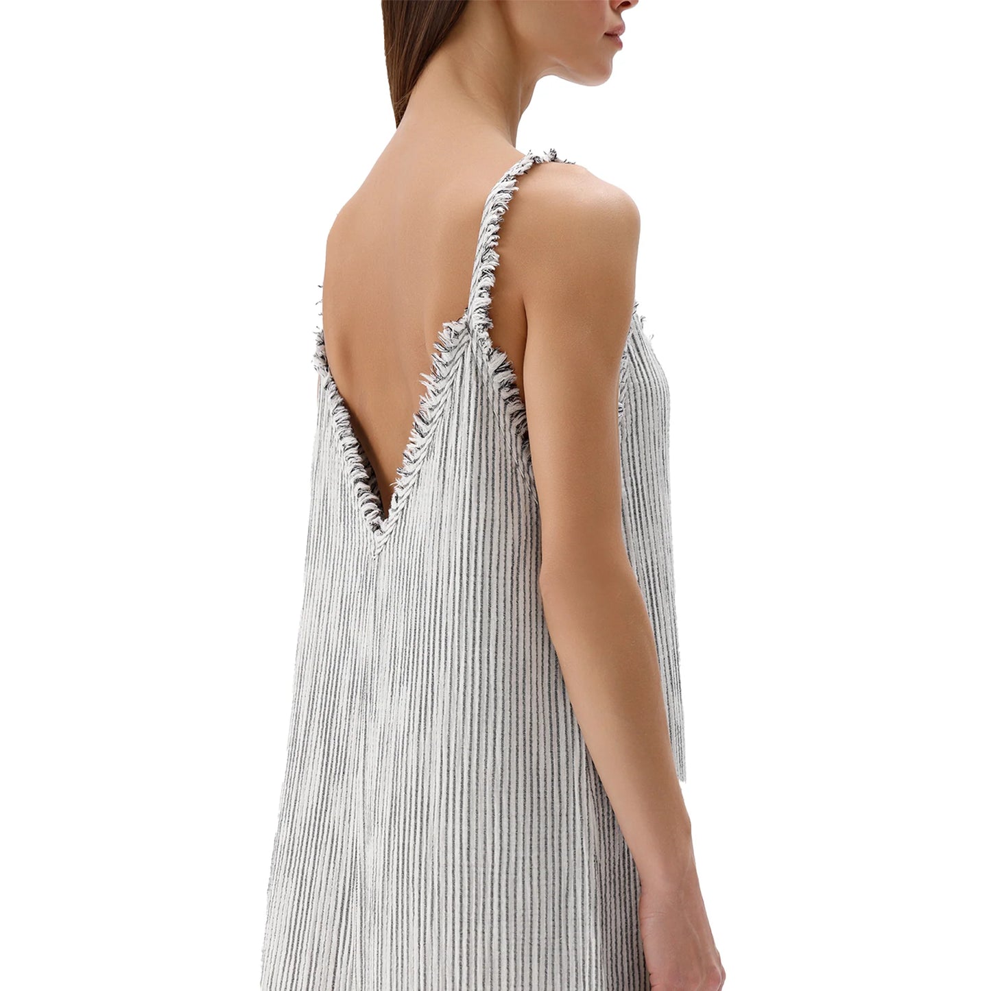 Crinkle Cotton Strappy Dress - Striped