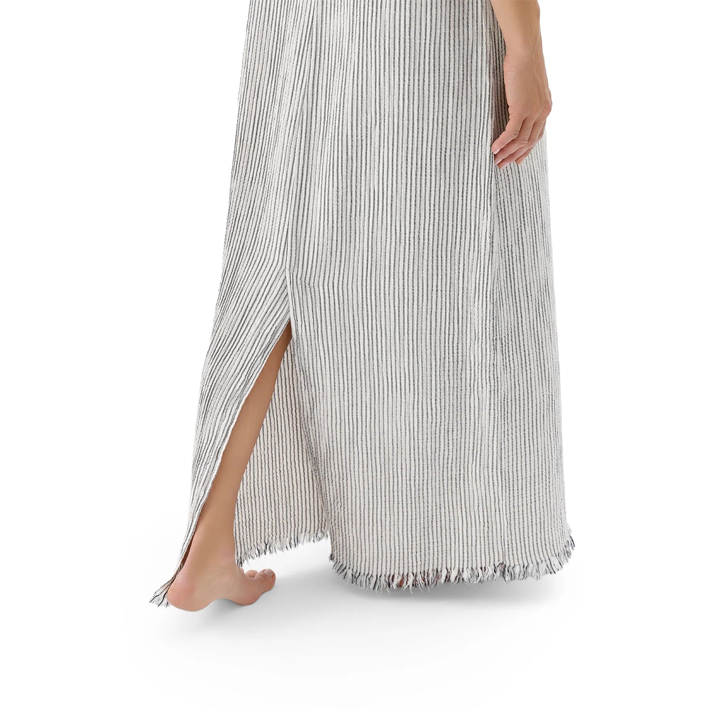 Crinkle Cotton Strappy Dress - Striped