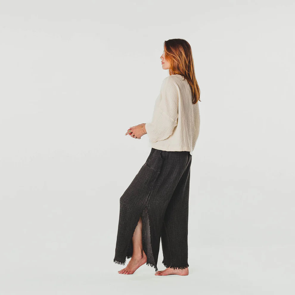 Crinkle Long Sleeve Boat Top - One-Sized - Cream