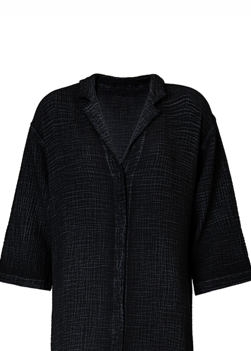 Crinkle Shirt Dress - One Sized - Black