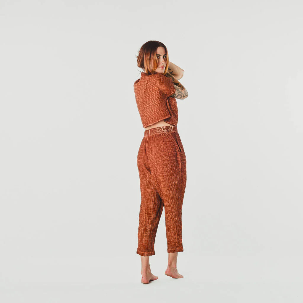 Crinkle Slouchy Pants - One-Sized - Terracotta