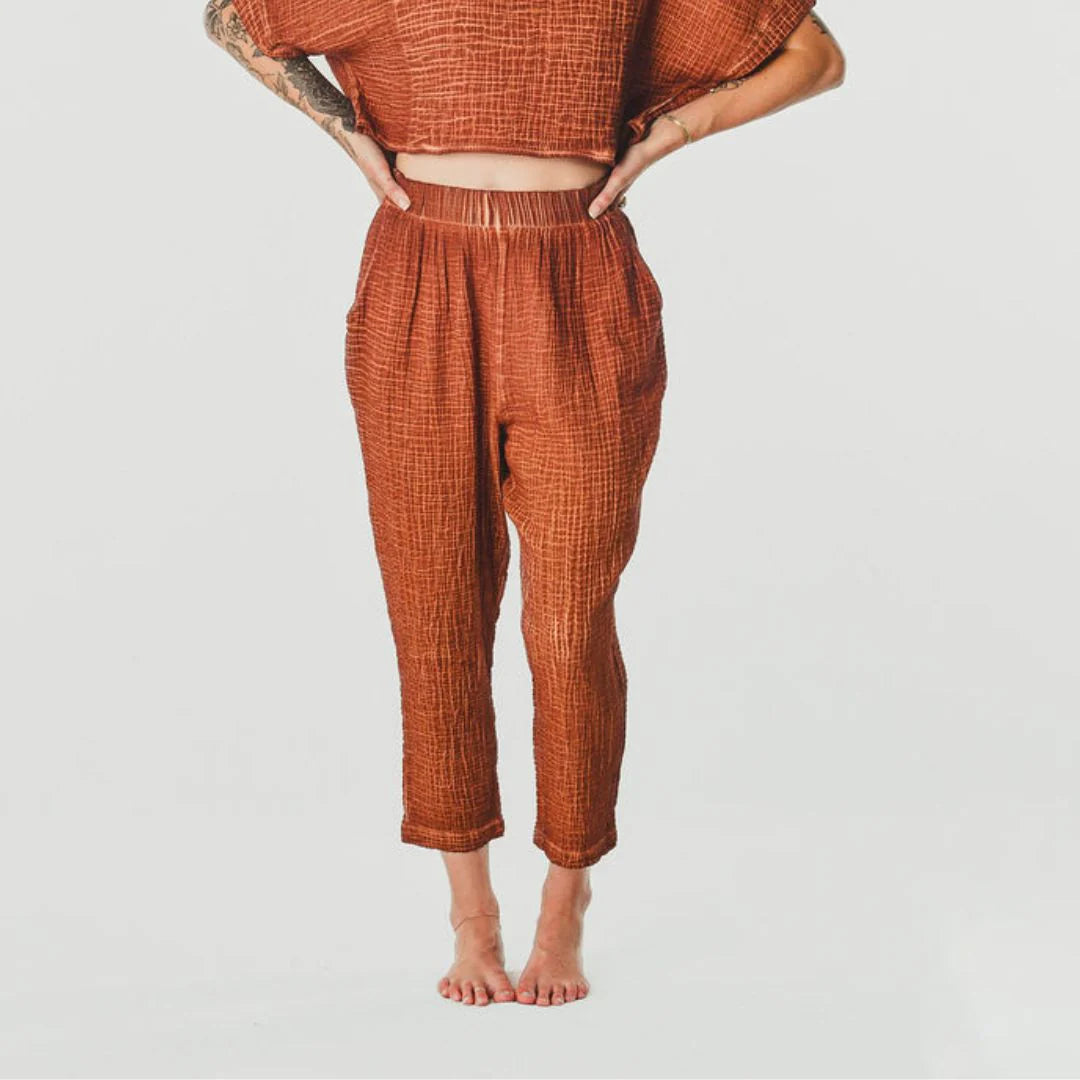 Crinkle Slouchy Pants - One-Sized - Terracotta