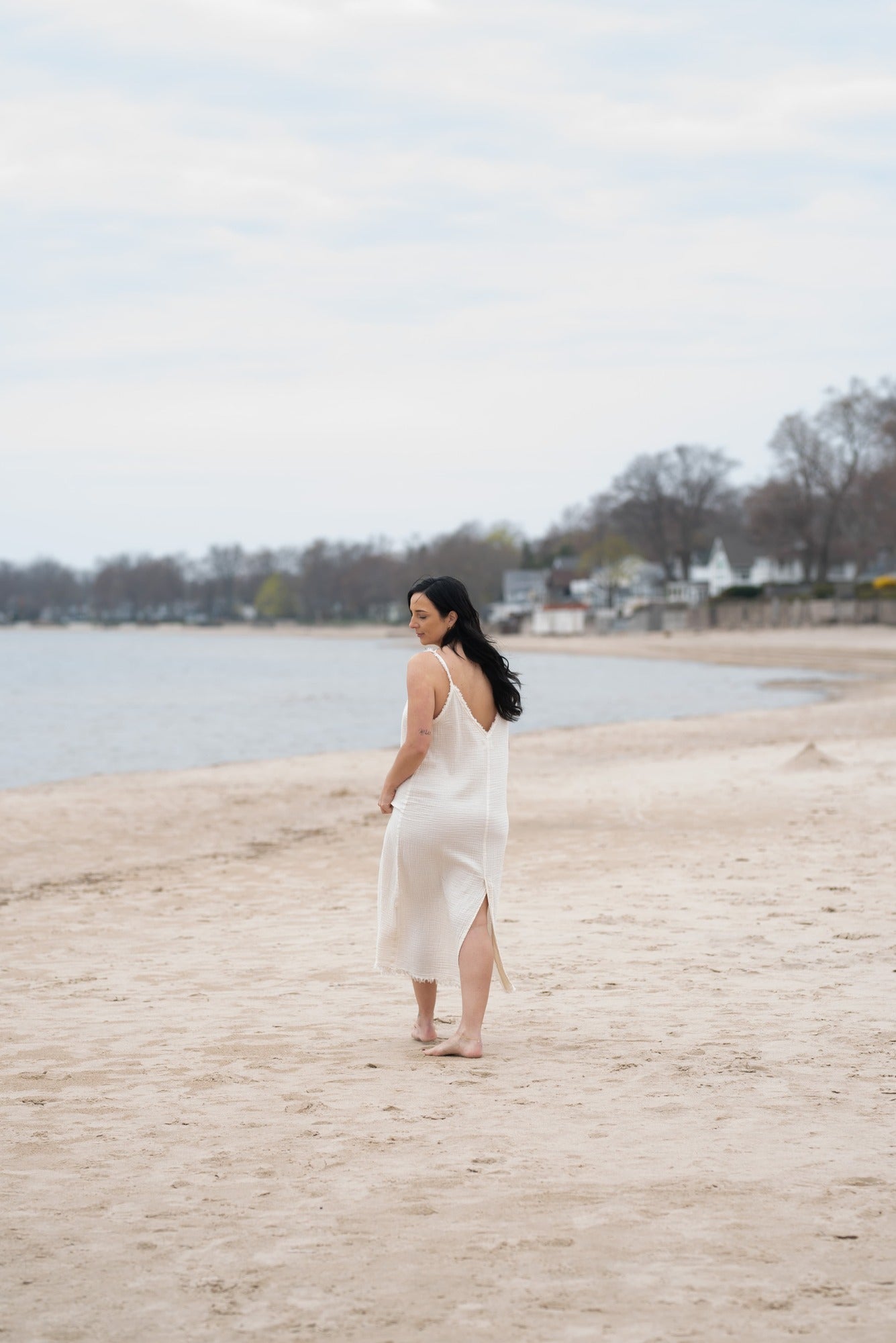 Crinkle Strappy Dress - One Sized - Cream