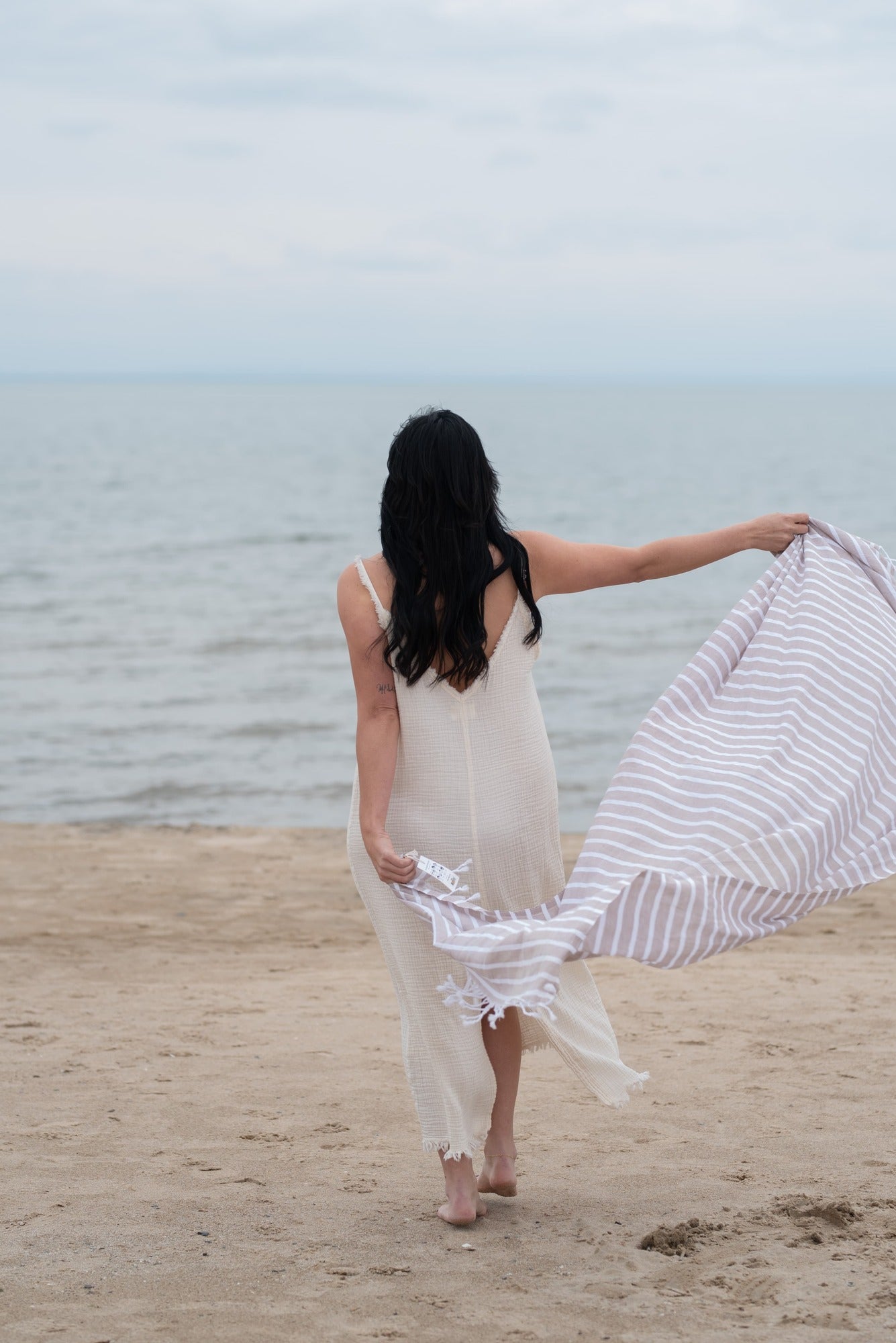 Crinkle Strappy Dress - One Sized - Cream