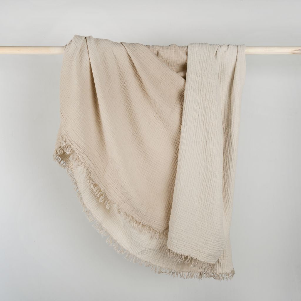 Crinkle Throw - Fawn Beige