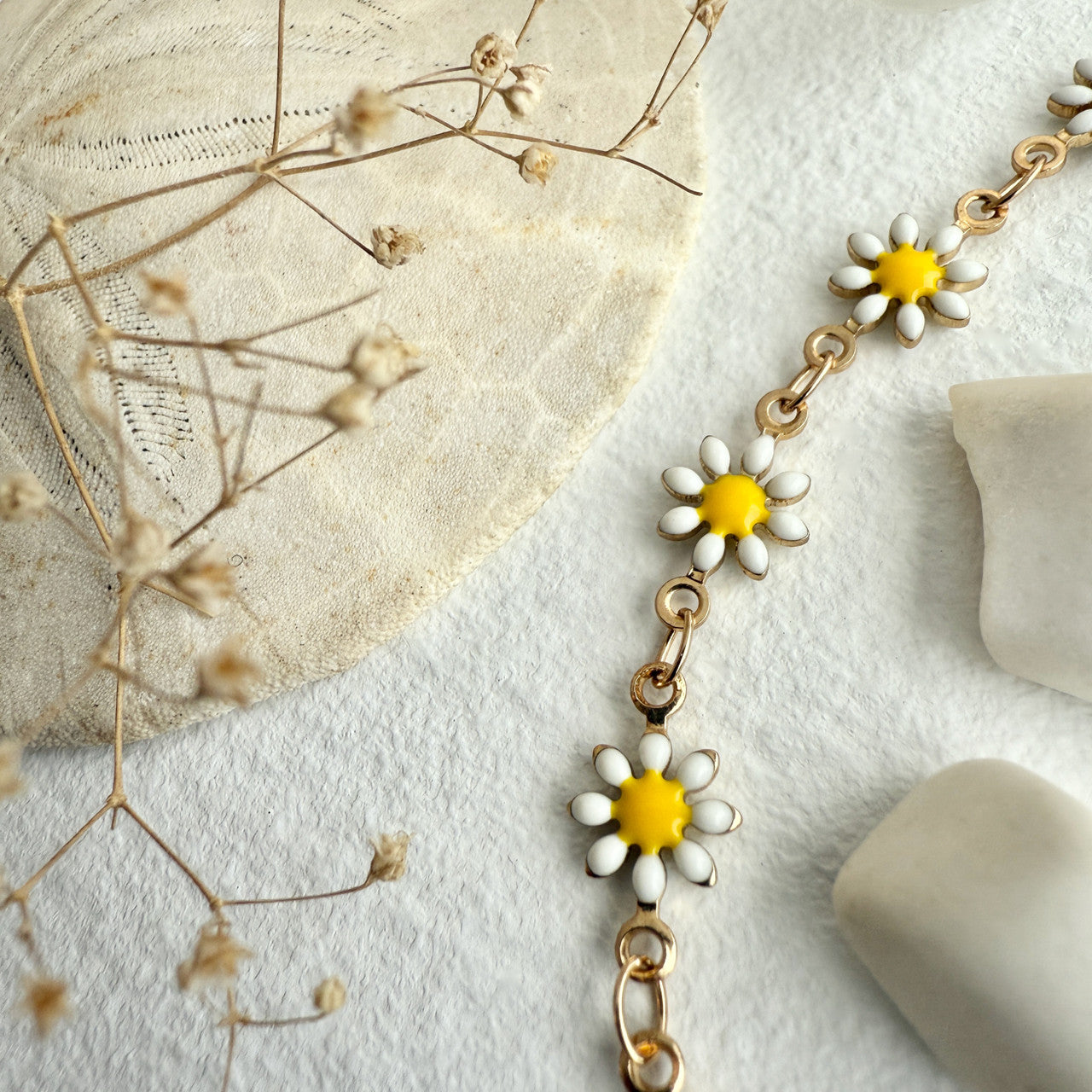 Daisy Jane Flower Chain Necklace in Enamel & Gold