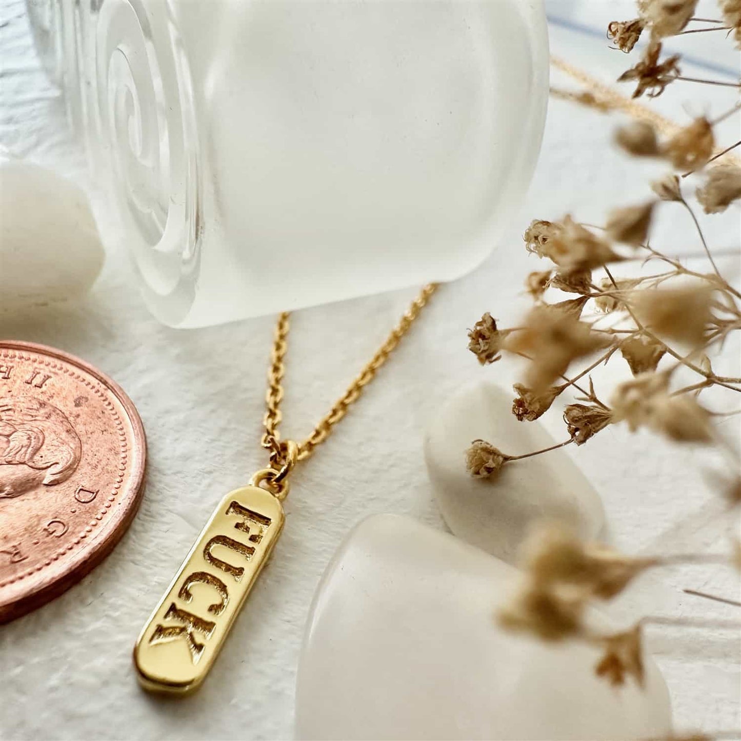 Dire Straits Salty Language Charm Necklace - Gold
