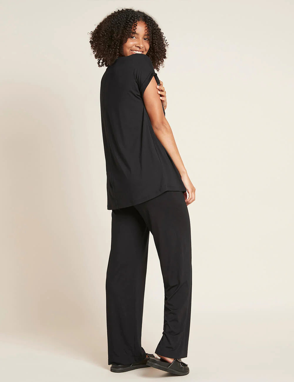 Downtime Wide Leg Lounge Pant - Black